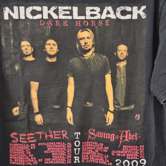 Vintage 2009 Nickleback Concert Tour Tee Dark Horse Size Large RARE Find - Picture 3 of 5